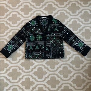 Zara Black and Green Patterned Jacket